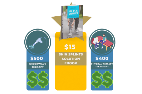 Depicting the price comparison of shin splint exercises ebook vs physical therapy and shockwave therapy