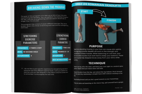 Shin splint eBook showing easy to follow exercises. 