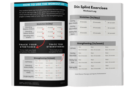 Shin Splint ebook showing the printable workout. 