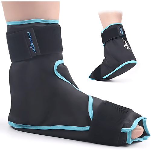 Ice slip on sock used for ice therapy for plantar fasciitis.