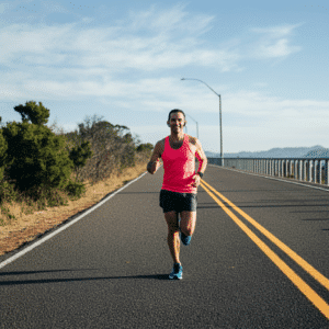 Runner running in desert